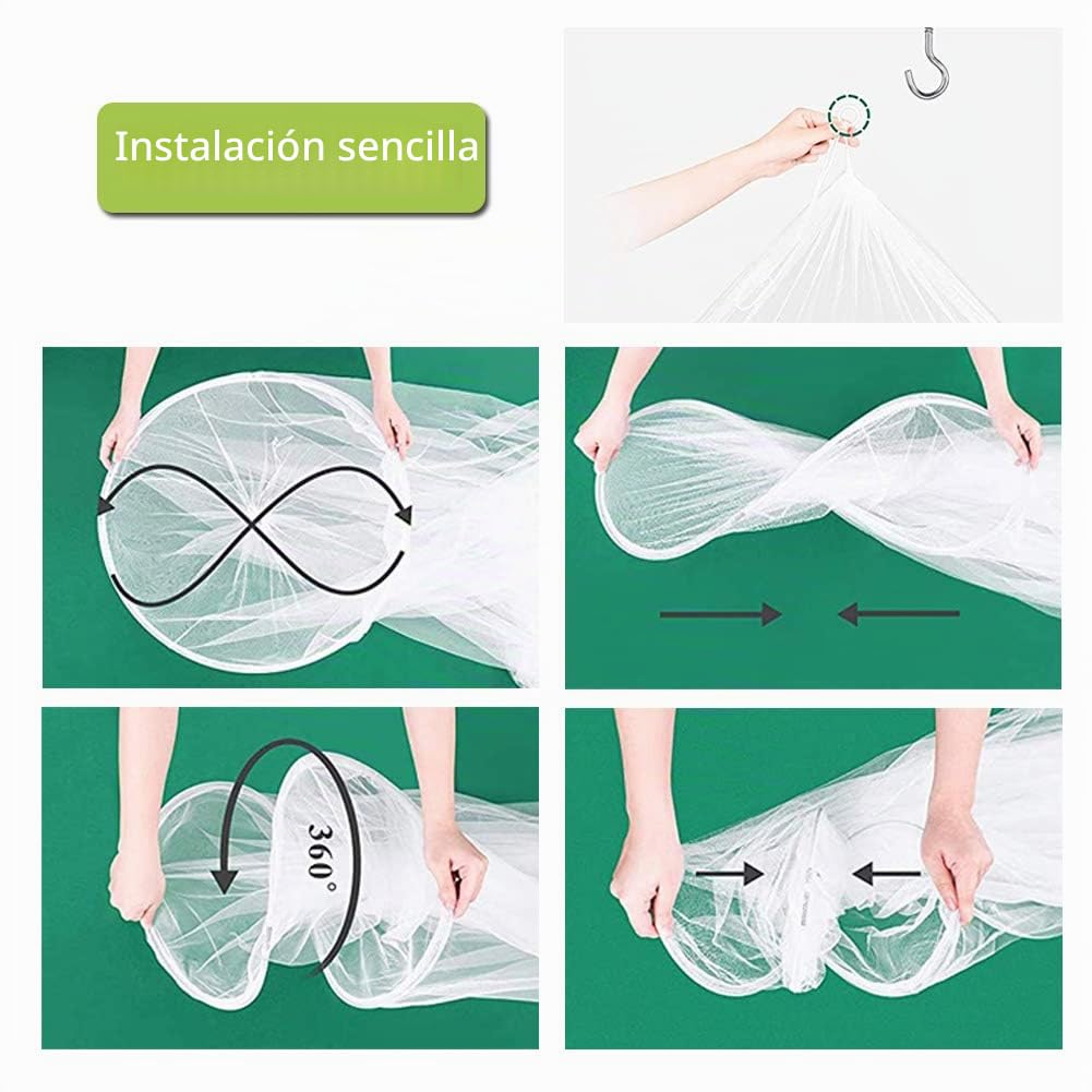 Canopy de Mosquitera Universal, Mosquito Net Blanca de Color Blanco con Diseño de Cúpula, Fácil Cama Colgante Canopy Netting, Protección de Red de Insectos para Camas Individuales y Dobles