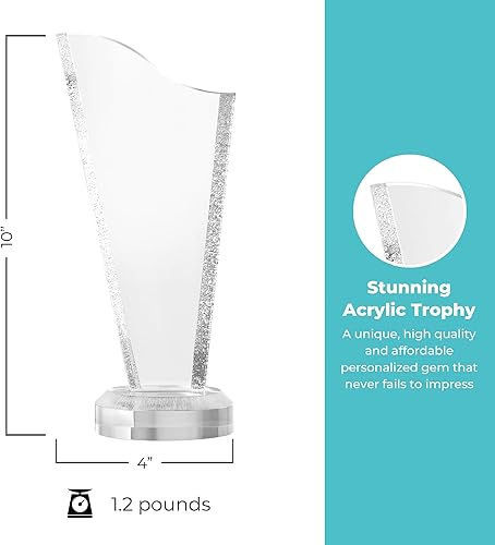 Miniatura 2 de Baudville Trofeo grabado - Torre glaciar acrílica - Diseño de gotas de agua - Premio para empleados - Impresión personalizada de hasta tres líneas y