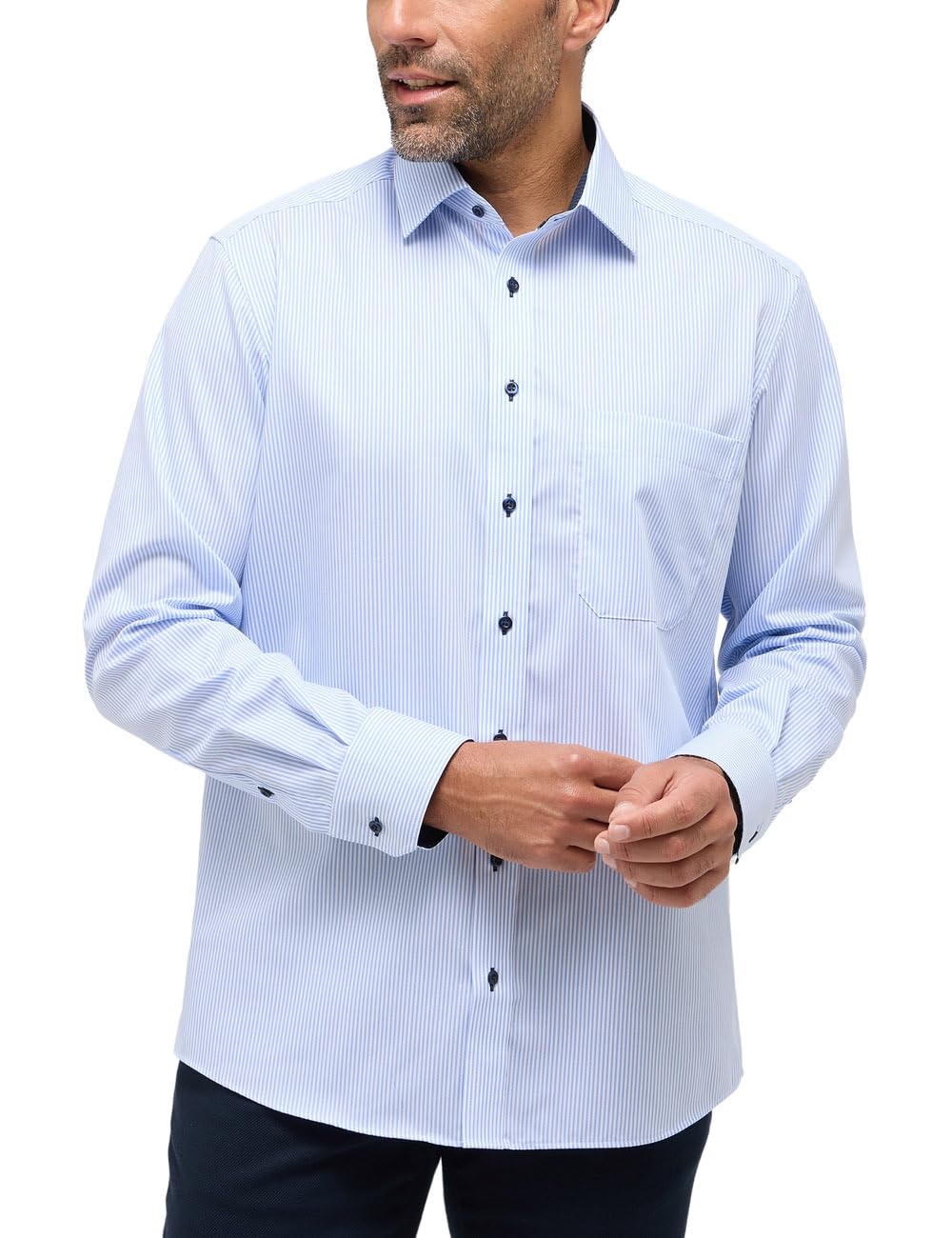 ETERNA Męska koszula z cienkopisem Twill, Comfort Fit