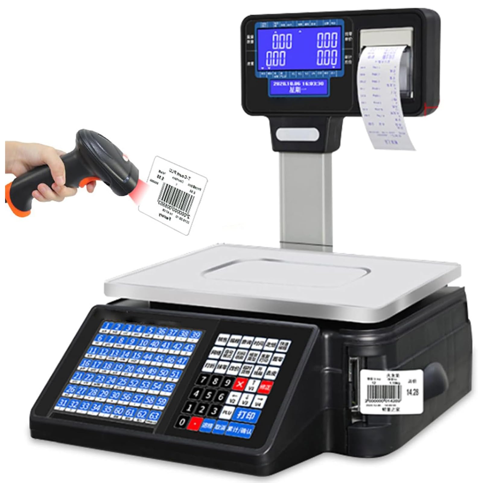 Sldage Weigh+Scanner Digital Computing Scalefor Retail Stores And Supermarkets, Lcd Display For Accurate Product Pricing And Packaging,