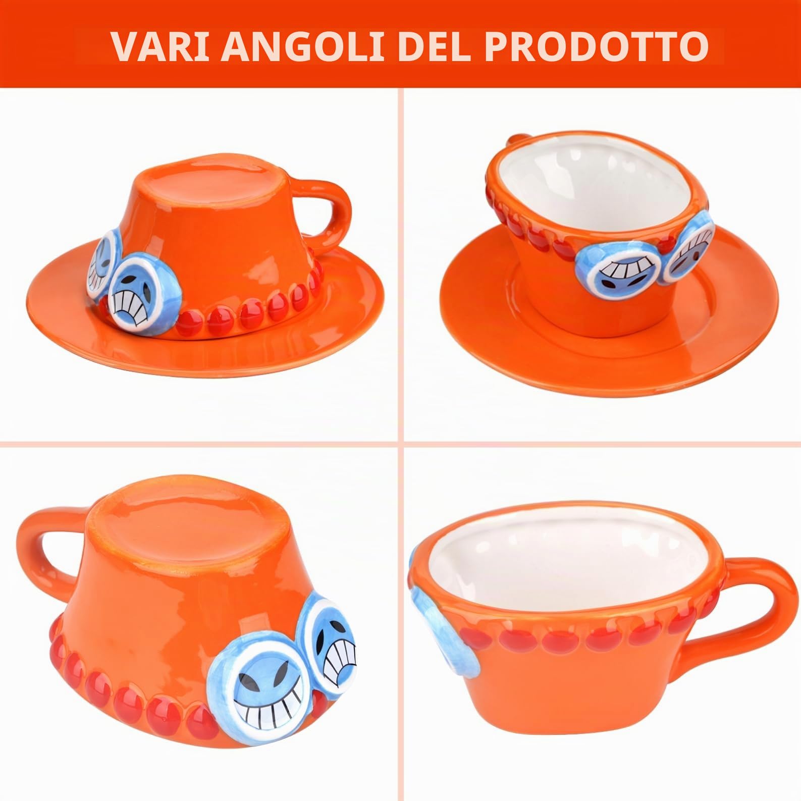 Anime Tazza, Tazza da caffè in ceramica Ace Anime, Tazze cartone animato creativo, Tazza per tè e latte, Regalo per Natale, compleanno, anniversario