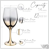 Vista 3 de Vikko Décor Gold Ombre - Copas de vino tinto degradadas, gruesas y duraderas, aptas para lavavajillas, taza de 14 onzas, gran idea de regalo, juego