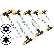 طقم مفكات براغي Torx بمقبض على شكل حرف T مكون من 8 قطع من TOLSEN، فولاذ CR-V، T10T50، Torx أمان مع دبوس، قبضة مريحة
