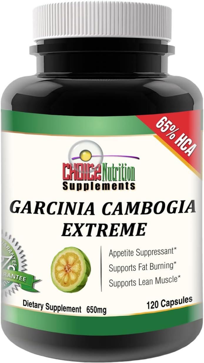 Choice Nutrition Supplements 65% HCA Garcinia Cambogia Extract Extreme Natural Weight Loss and Appetite Suppressant, 650 Mg 120 Count Size 120 Capsules