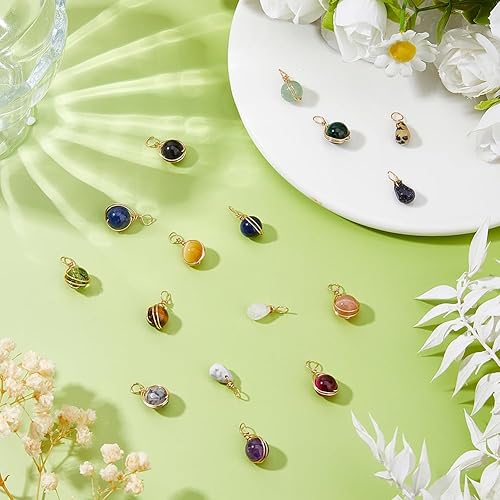 Miniatura 4 de SUPERFINDINGS Colgantes de piedras preciosas chapado en oro platino alambre de cobre envuelto redondo colgante encanto cuarzo cristal piedra encantos