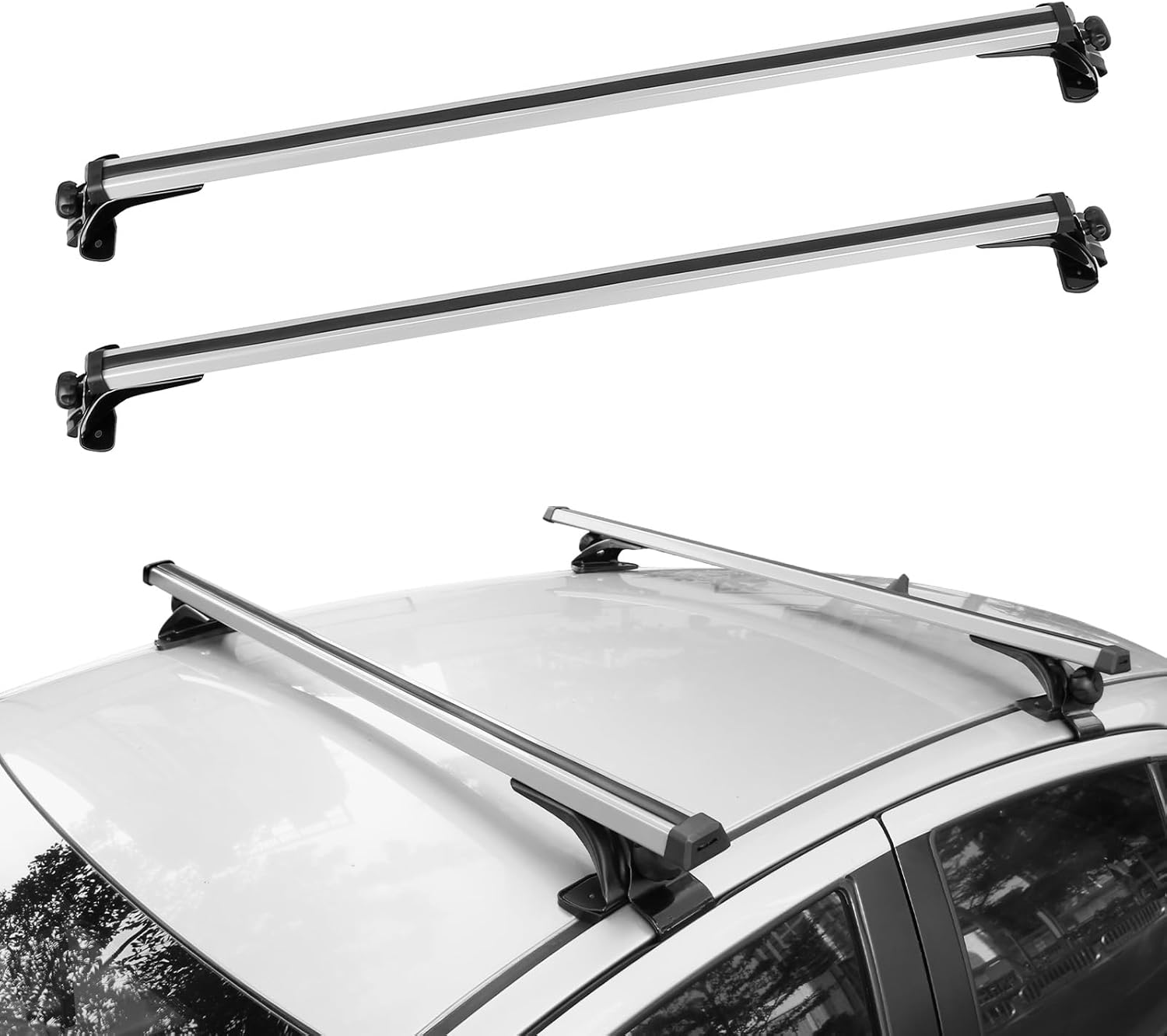 47.3" Universal Car Roof Rack, Adjustable Aluminum Roof Rack Cross Bars with 165LBS Loading Capacity for Most Vehicle Without Roof Side Rail