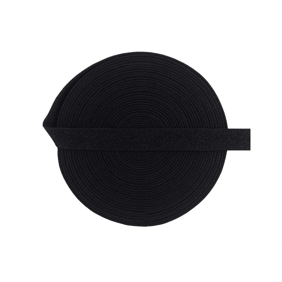Bristlegrass Shiny Fold Over Elastic Band for Sewing 1/2 Inch 2 Yard Black Foe Roll Spool Stretchy Ribbon for Hair Tie Headband Dress DIY Sewing Trim (2Y 1/2