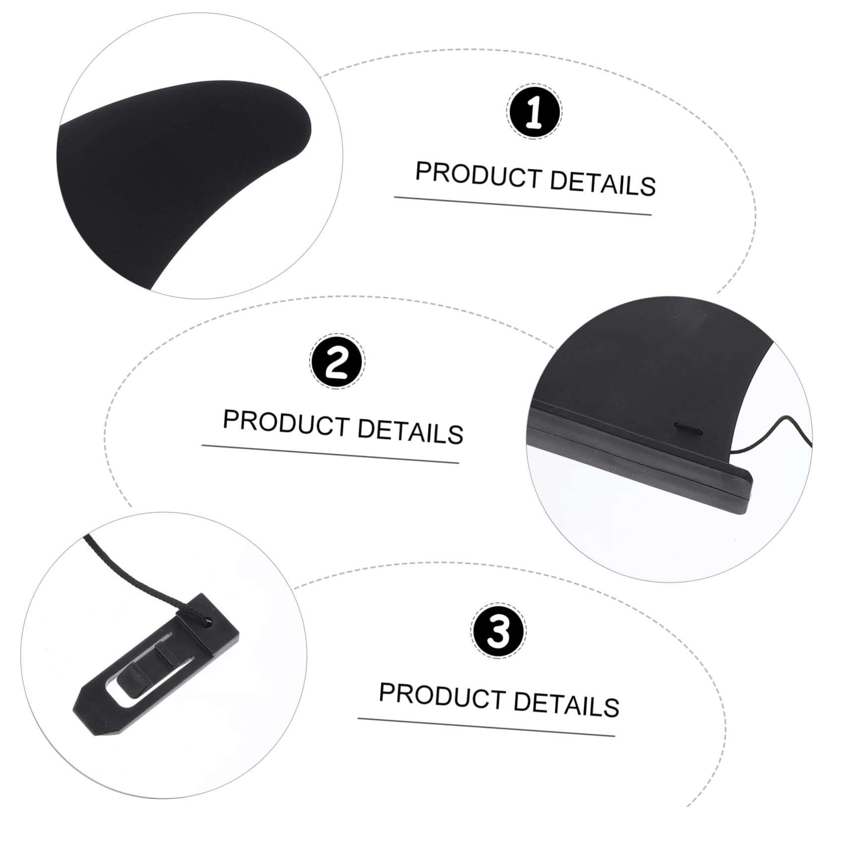 Lot de 3 Ailerons de Surf Centraux en Nylon Noir, à Clipser, pour Planche de Surf, Maintien Renforcé et Virages Serrés | Pivot Facile, Forte Flexion L’eau, Lot de 3 Pièces, Compatible Longboard