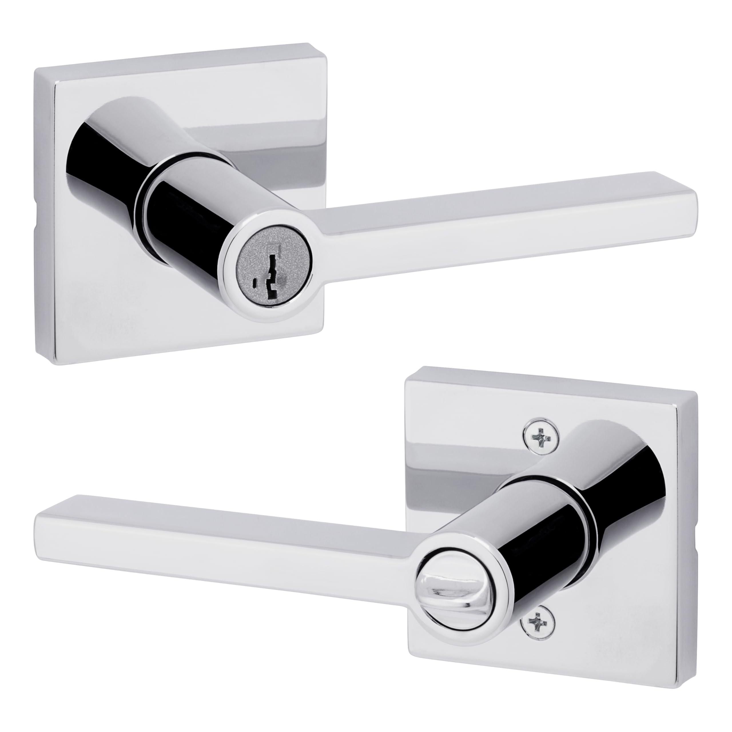 Kwikset Halifax Entry Door Handle with Lock and Key, Secure Keyed