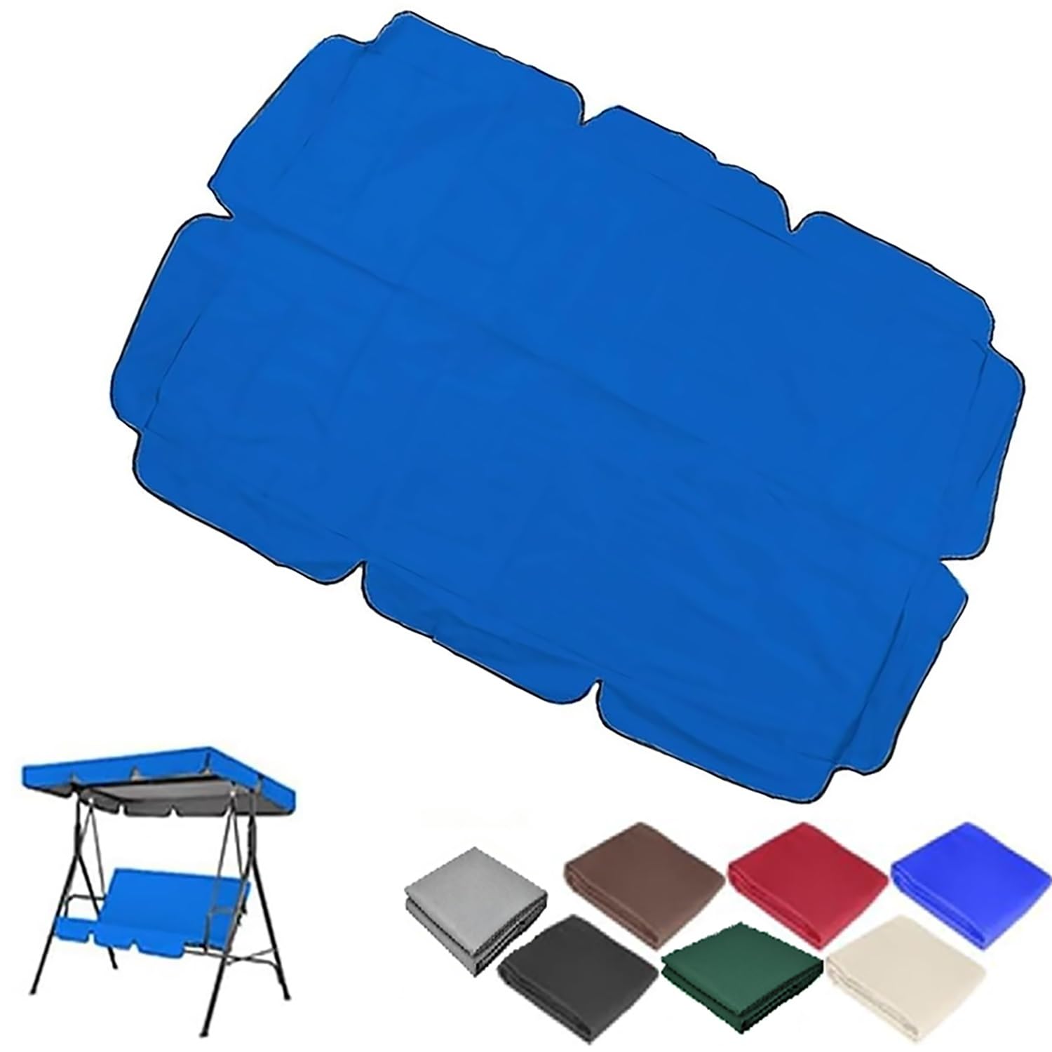 Swing Chair Replacement Top Cloth, Hammock SunShade, Swing Windproof and Rip Proof Replacement Oxford cloth Top Cover for Outdoor Garden(Blue,190x120x15cm/75x47x6in)