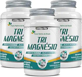 Kit Com 03 - Tri.Magnésio (taurato, malato e quelato) 500mg 60 Caps Flora Nativa
