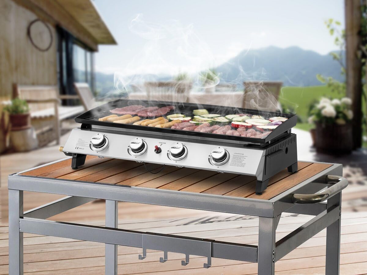 Plancha de gas 4 quemadores Jolly - 10 Kw - Gris