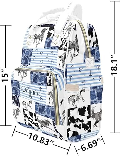 Miniatura 6 de Cool Horse Anchor - Bolsas de pañales con diseño de rayas y nombre, impermeable, para mamá, para lactancia, bolsas de bebé, regalos para mujeres,