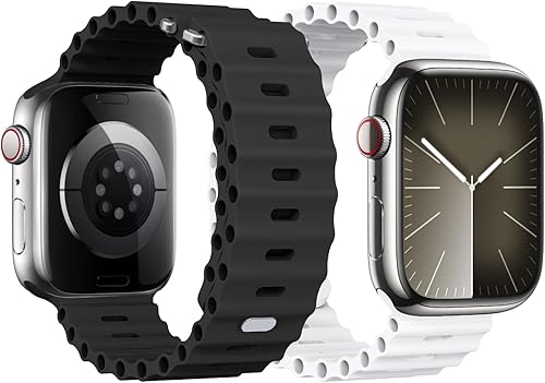 Vista 69 de Paquete de 2 correas deportivas oceánicas compatibles con Apple Watch Band Ultra 2/Ultra SE Series 9/8/7/6/5/4/3/2/1, correas de silicona para Abyss