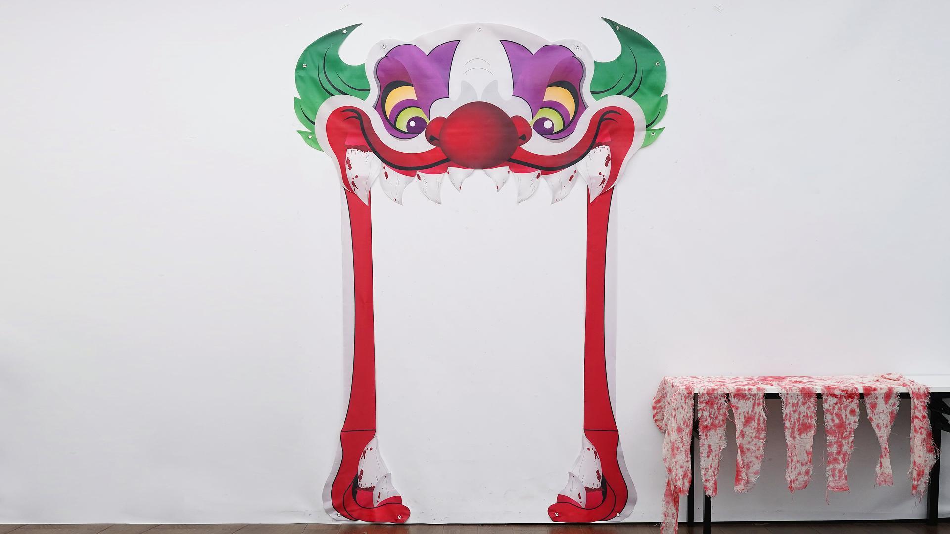 Halloween-Veranda-Schild – Gruseliger Zirkus-Clown Banner 180 Cm Für Party-Deko