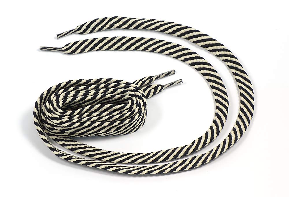 Matsa [Pack 3 Pairs] Colours, Fluorescent or Basic Shoes, Sports Shoes, Round or Flat (130 cm), Ecru / Black, 1.3 m