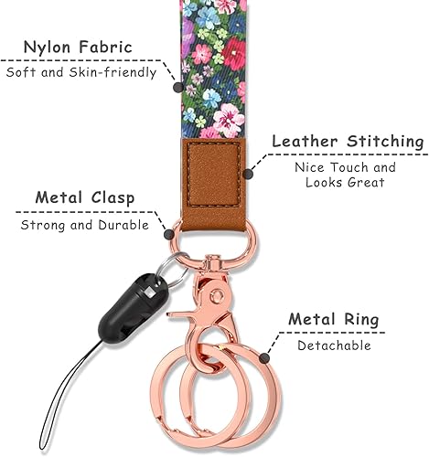 Miniatura 3 de Rimilak Llavero de pulsera, cordón de muñeca para mujeres y hombres, llaves de automóvil, insignias de identificación, tarjeta, cartera, cámara de