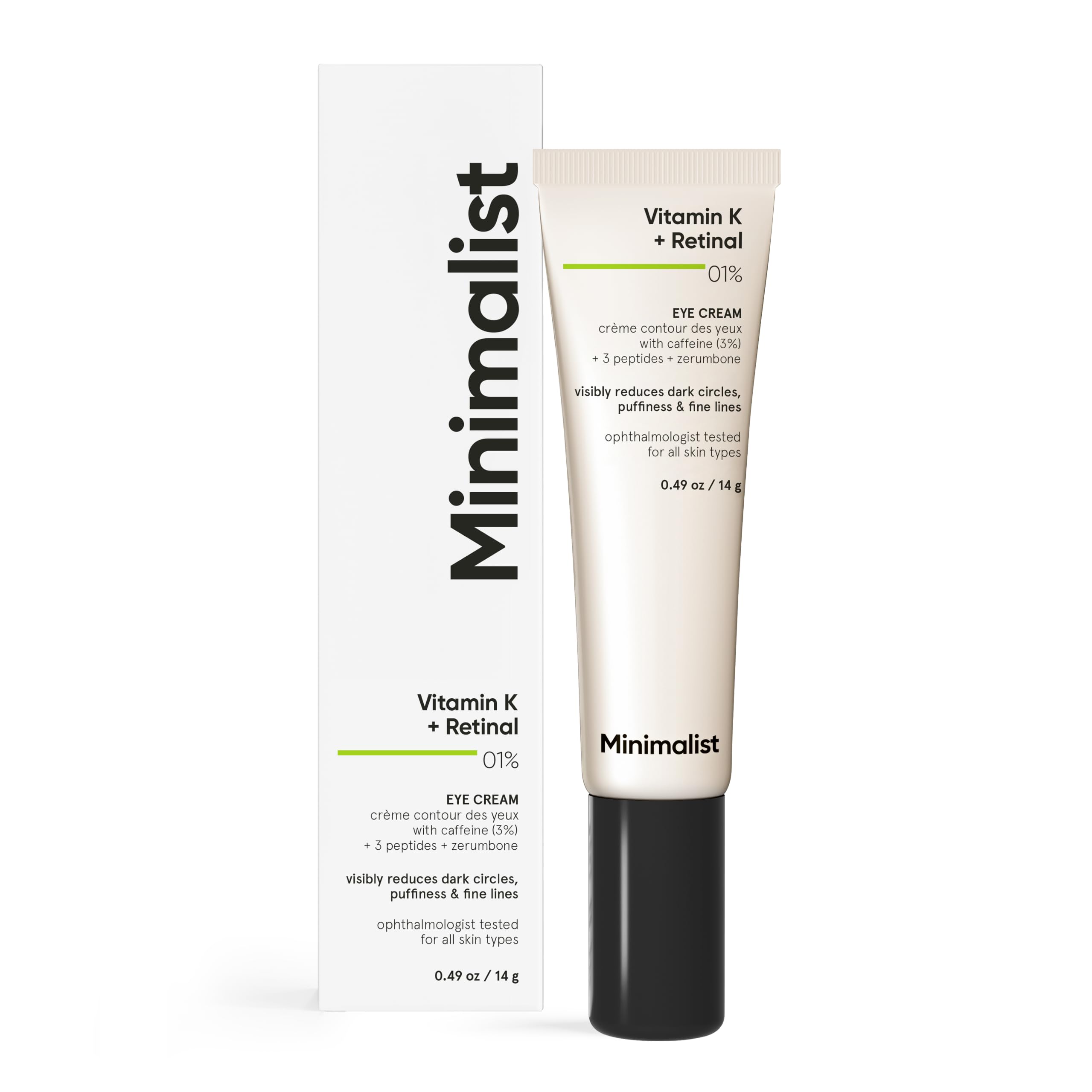 �️ Minimalist Caffeine Eye Cream for Dark Circles, Puffiness, Bags Under Eyes, Wrinkles & Fine Lines | With Vitamin K Ox — beauty deal on Shopping With Noya