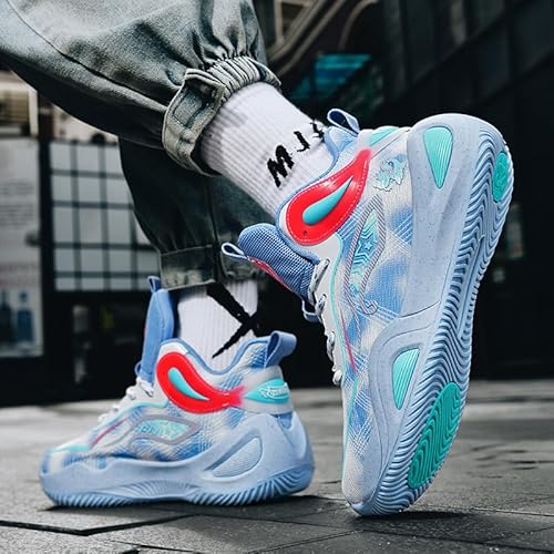 Bacury Womens Mens Basketball Shoes Breathable Lightweight Fashion Athletic Sneakers Unisex Non Slip Outdoor Sport Volleyball Shoes Blue Size 6.5 thumb #2