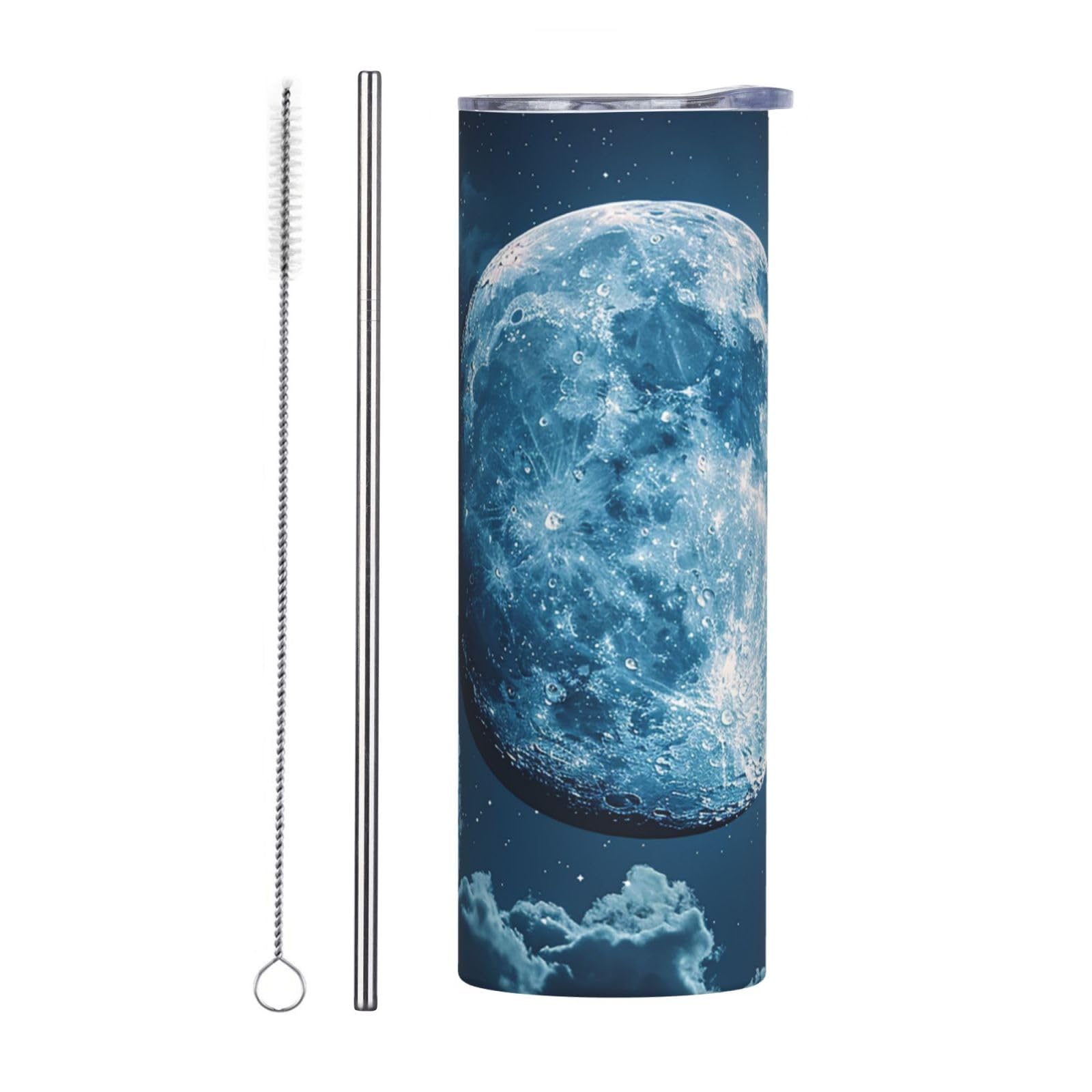 The Silver Moon Premium Stainless Steel Water Bottle & Thermos Tumbler with Leak-Proof Lid, Ideal for Coffee, Tea, or Drinks