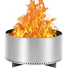 27" Smokeless Fire Pit with Air Switch, Wood Burning Portable Stainless Steel Outdoor Firepit with Removable Stand and Ash Pan, Ideal for Camping for Backyard Patio and Picnic, H: 11.5 in, 26.9 lbs…