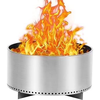 27" Smokeless Fire Pit with Air Switch, Wood Burning Portable Stainless Steel Outdoor Firepit with Removable Stand and Ash Pan, Ideal for Camping for Backyard Patio and Picnic, H: 11.5 in, 26.9 lbs…