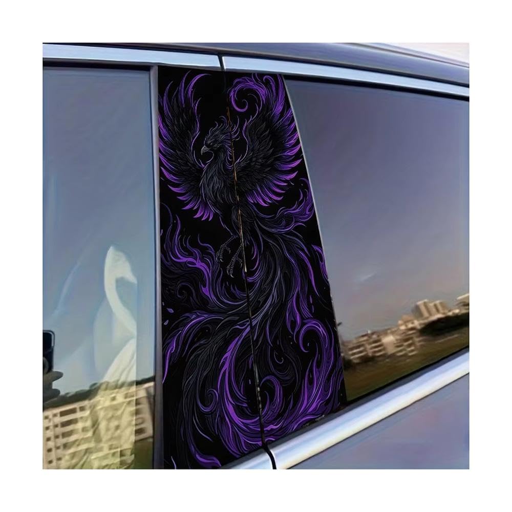 Decorative Items 2pcs Car Window Pillar Stickers Dark Purple Phoenix Glossy Material Protective Film