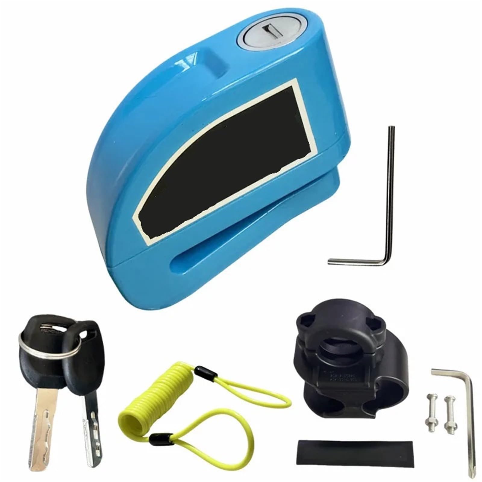 Blocca Disco Allarme bicicletta moto Blocco disco Sicurezza antifurto Corda promemoria impermeabile in lega di alluminio + staffa 6 colori Bloccadisco Moto(Blue 8300-1)