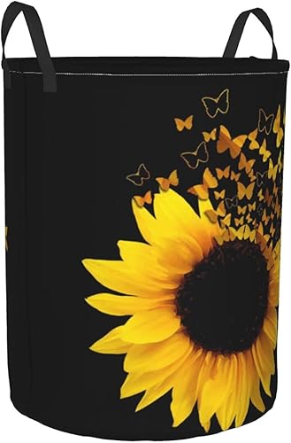 Miniatura 2 de Cestas de lavandería grandes con diseño de mariposas florales de girasol, cestas de ropa altas plegables, bolsa de lavado para baño, dormitorios