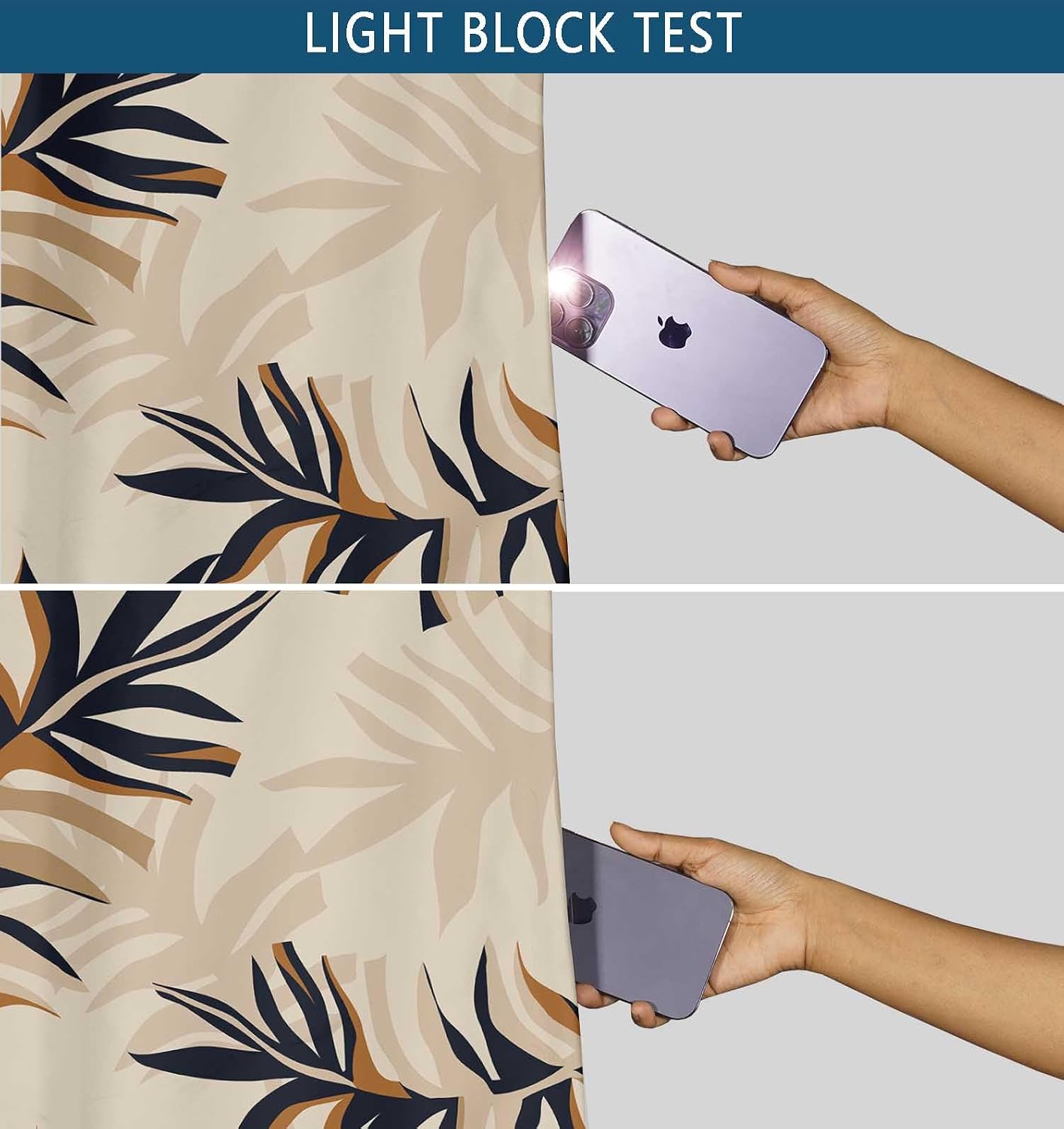 Beige Tropical Leaves Print Design Blackout Curtains - Set of 2 Panels, 42 x 63 Inches Each - Light Blocking & Thermal Insulated Drapes with Grommet Top for Bedroom & Living Room - Beige