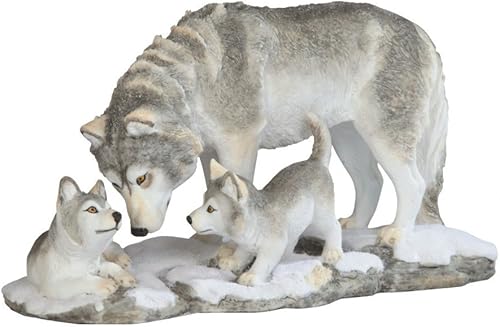 StealStreet FBA_SS-G-54274 SS-G-54274 Figuras de lobo jugando con cachorros blanco gris