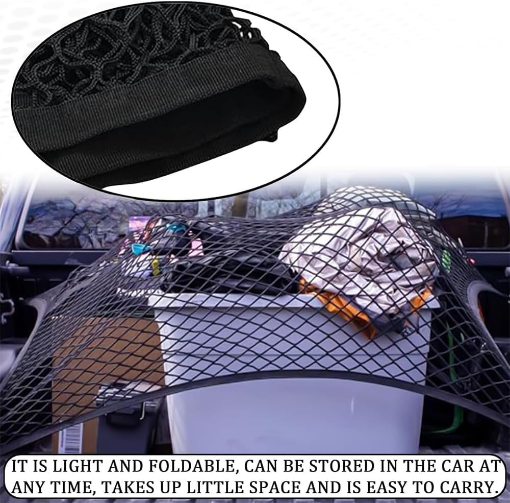Rete per Bagagliaio di Camioncino per Ford F-Series Ranger Maverick, Rete Carico 3 Tasche Rete Carico per Pickup Rete Bagagliaio per Auto Elastica,120 * 100