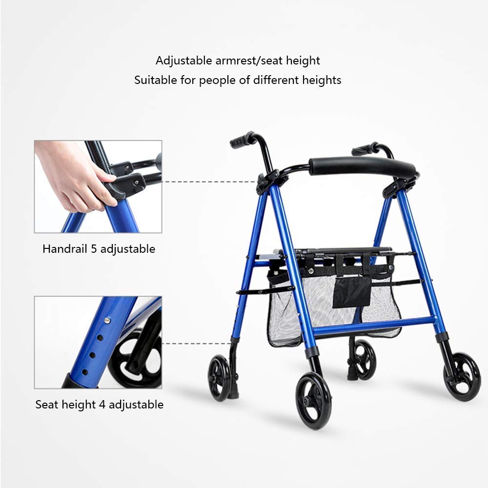 Deambulatore, deambulatore Elettrico in Alluminio Leggero per Sedia a rotelle, deambulatore Regolabile con Sedile per pazienti Anziani, disabili e a Mobilità Limitata kxtmm