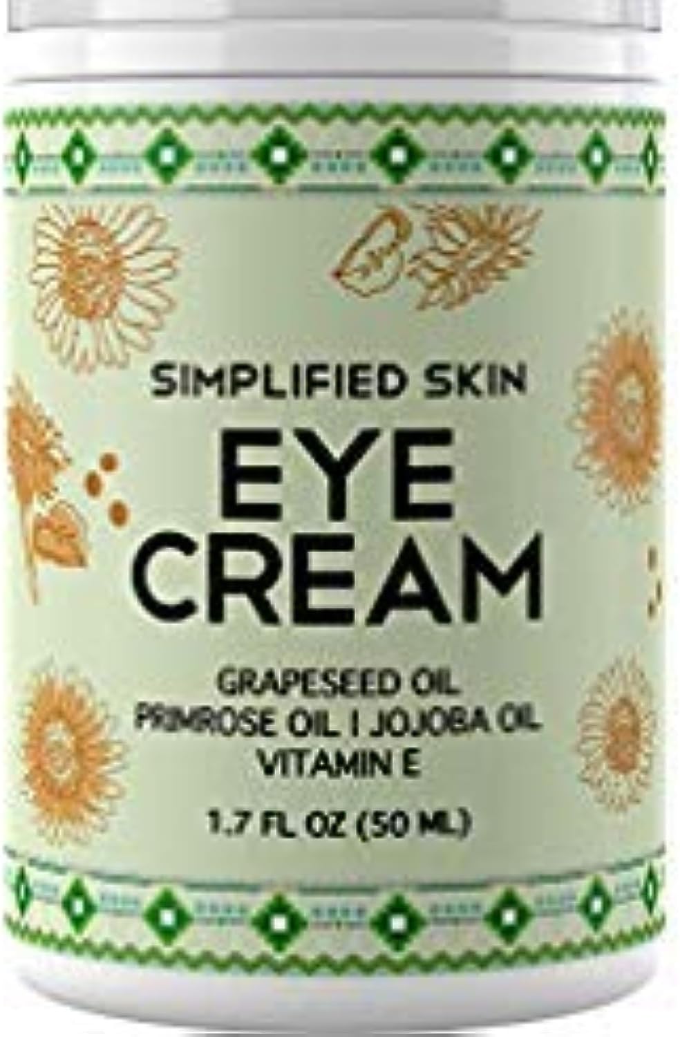 Simplified Skin Nourishing Eye Cream for Dark Circles, Fine Lines, Saggy & Puffy. Best Under & Around Eyes Moisturizing Treatment with Organic Jojoba oil, Vitamin E & Witch Hazel 1.7 oz