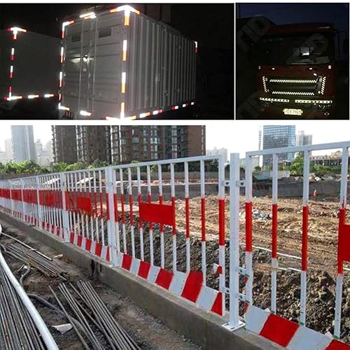 Miniatura 7 de Tiras reflectantes para remolque de 20 pies, cinta reflectante roja y blanca de alta visibilidad, cinta reflectante de precaución, impermeable al