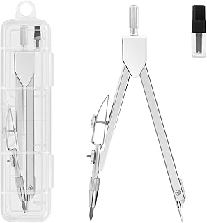 Professional Compass for Geometry, Drafting Compass for Woodworking, Student Metal Compass with Extra Lead, Math Compass, Compass Drawing Tool, Drawing Compass for Students School Supplies