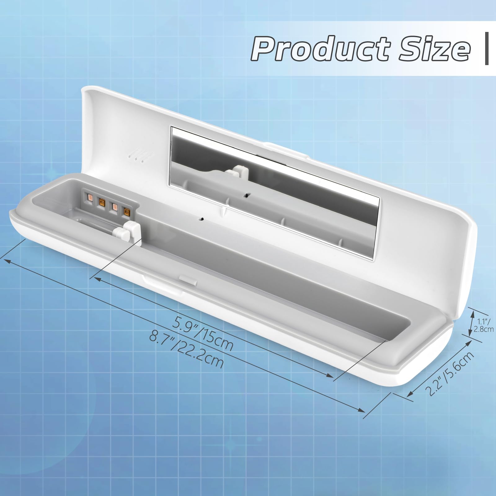 YourMate Estuche esterilizador de cepillo de dientes UVC, estuche desinfectante de viaje para Houshold y Traving Power por batería AAA o USB-C, color blanco