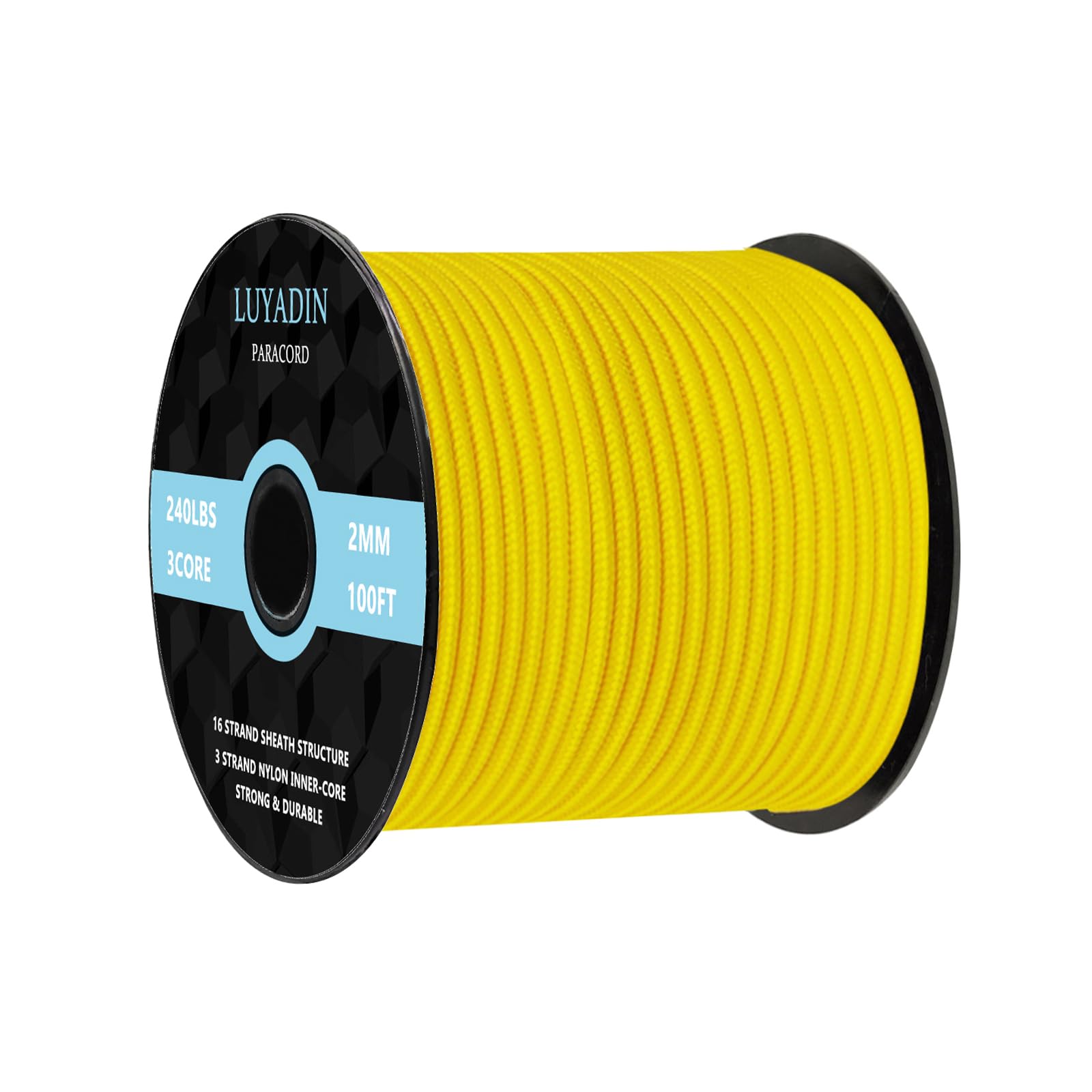 LUYADIN Paracord 240lb - Diameter 2mm Micro Utility Cord -3 Strand Parachute Spool Cord - 100ft 200ft,Paracord for Camping,Hiking,Fishing,Outdoor and DIY — image 1