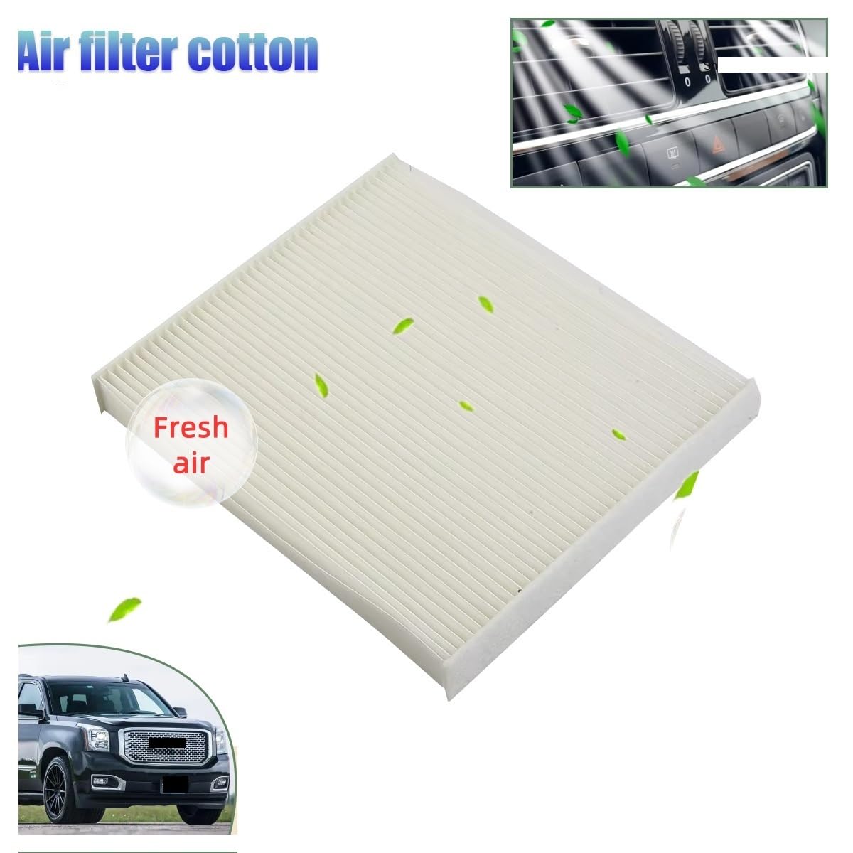 LUTFI Auto Filtro Aire Filtro De Aire Cabina Coche para Filtros para Yukon XL Fibra Carbono CF11809 PCF11809 PBC38173 4071 5505 C38173 CF1188 WCAF1914 WP10129(2pcs)
