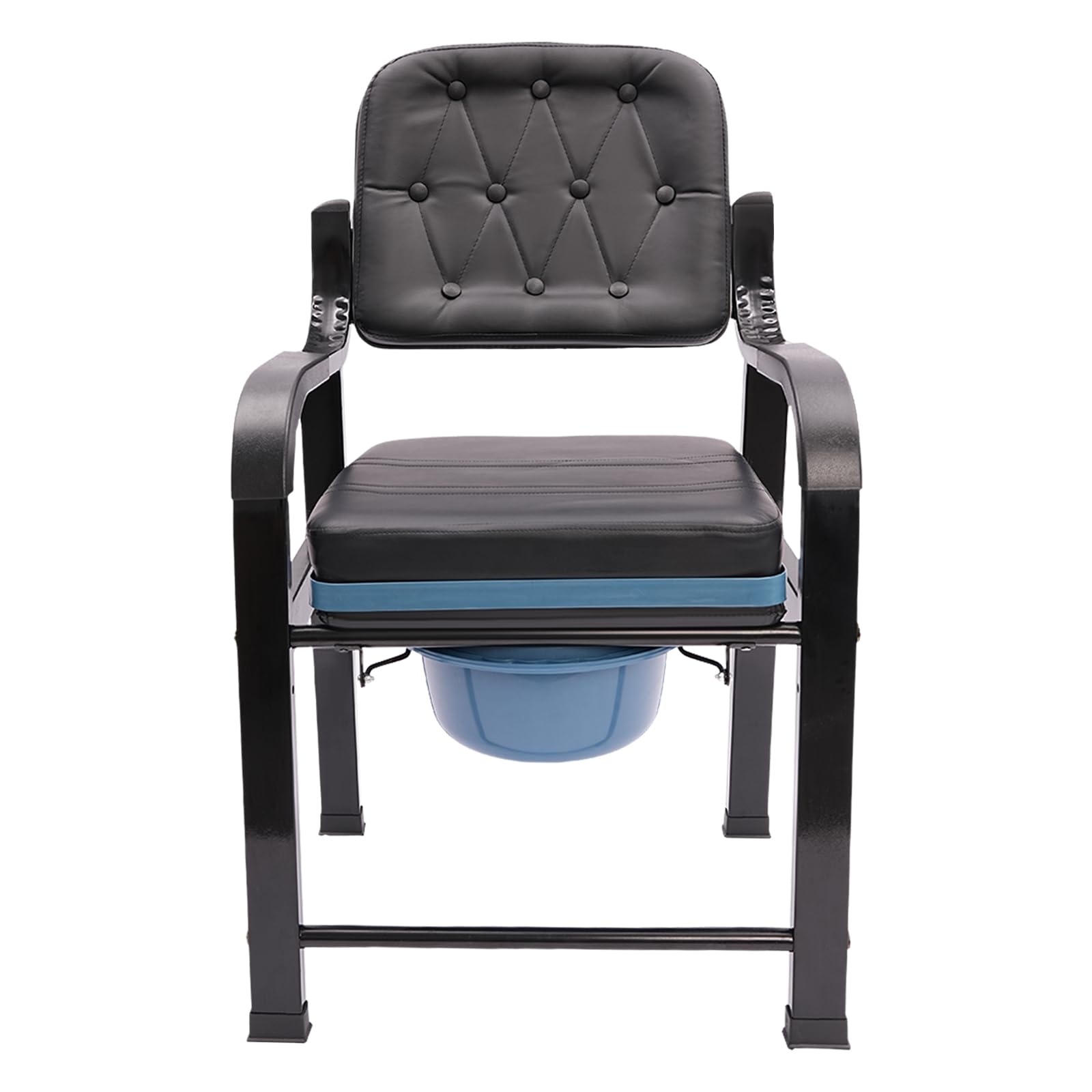 Commode Chair w/Backrest Bedside Commode/Bedside for Elderly & Disabled, Heavy Duty 551lbs Adjustable Height with Arm, Anti-Slip, for Toilet & Shower, Elderly Adults, Home