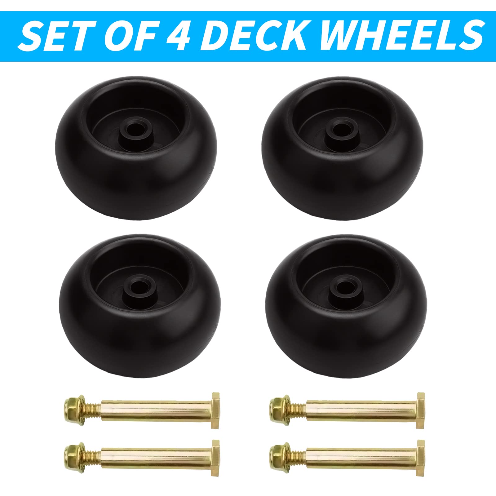 Paquete de 4 ruedas para cortacésped con pernos para Husqvarna AYP 174873 133957 193406 532174873 532133957