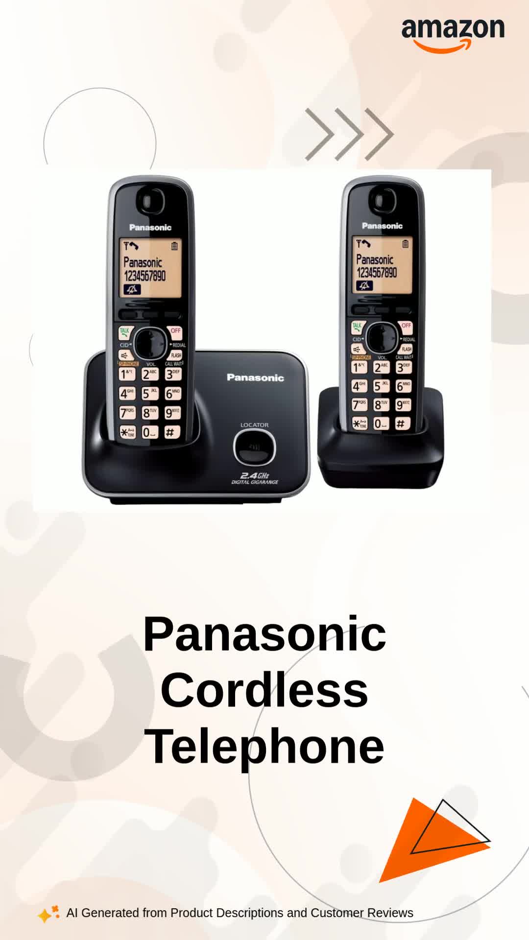 Panasonic Single Line 2.4GHz KX-TG3712SXB Digital Cordless