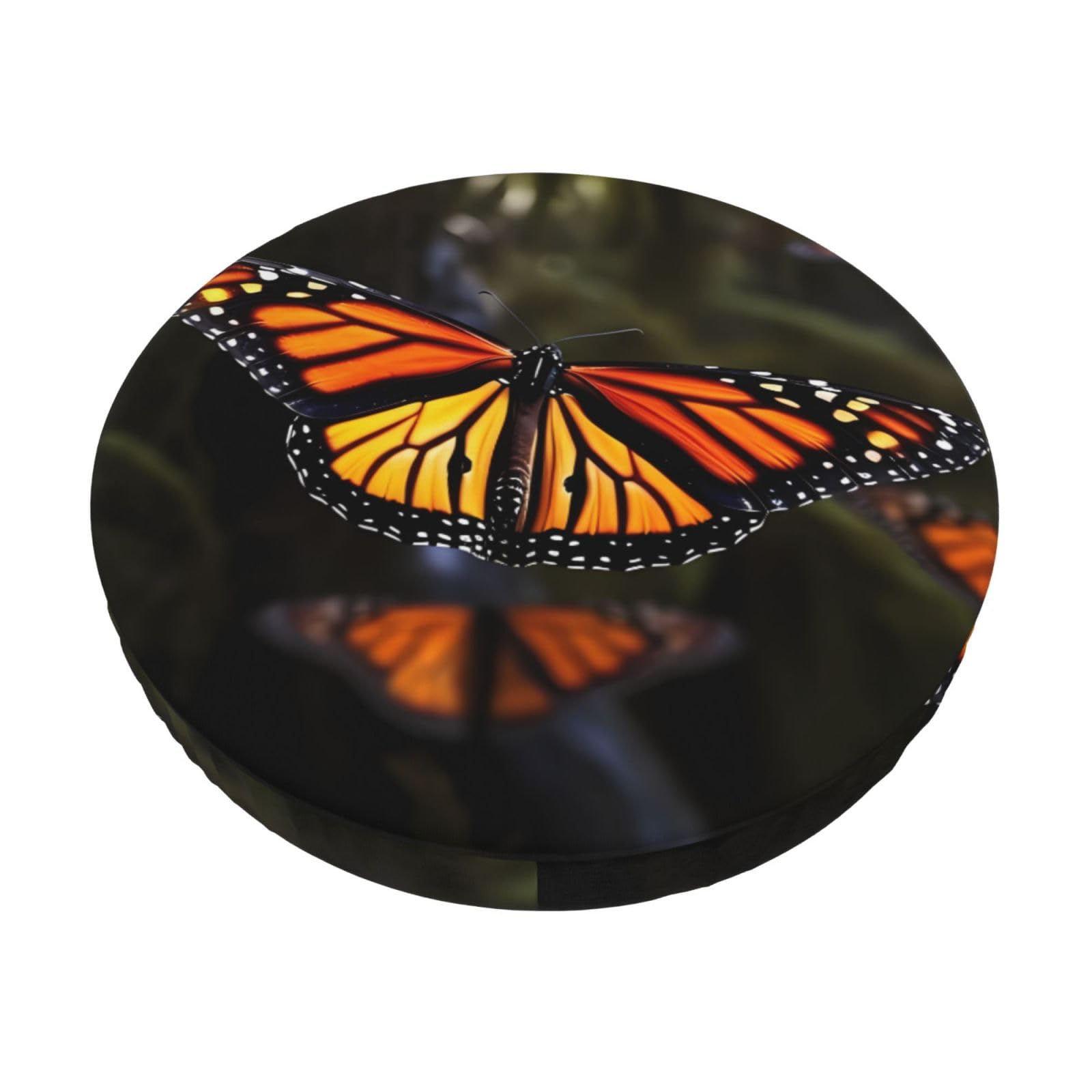 FodPand Monarch Butterflies Stool Covers Round 13 inch, Stretch Round Bar Stool Seat Covers Washable Dustproof Stool Cushion Slipcover Soft Velvet Bar Chair Covers with Elastic Band