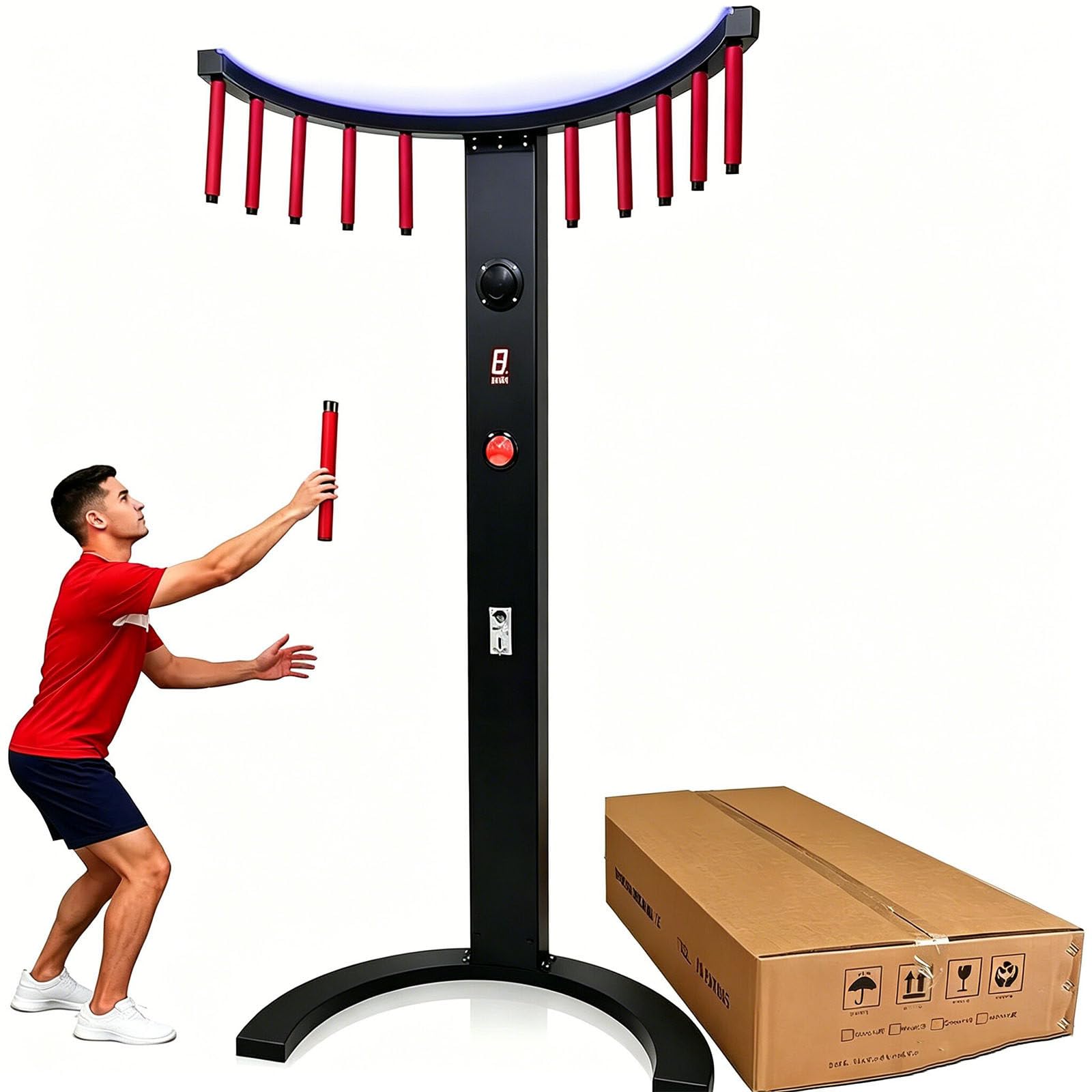 YXYLJOZ Reflex Stick Challenge Game,Adjustable Speed Hand Eye Coordination Trainer Arcade Machine,LED Light & Music Reaction for Events, Rentals, And Family Game Nights