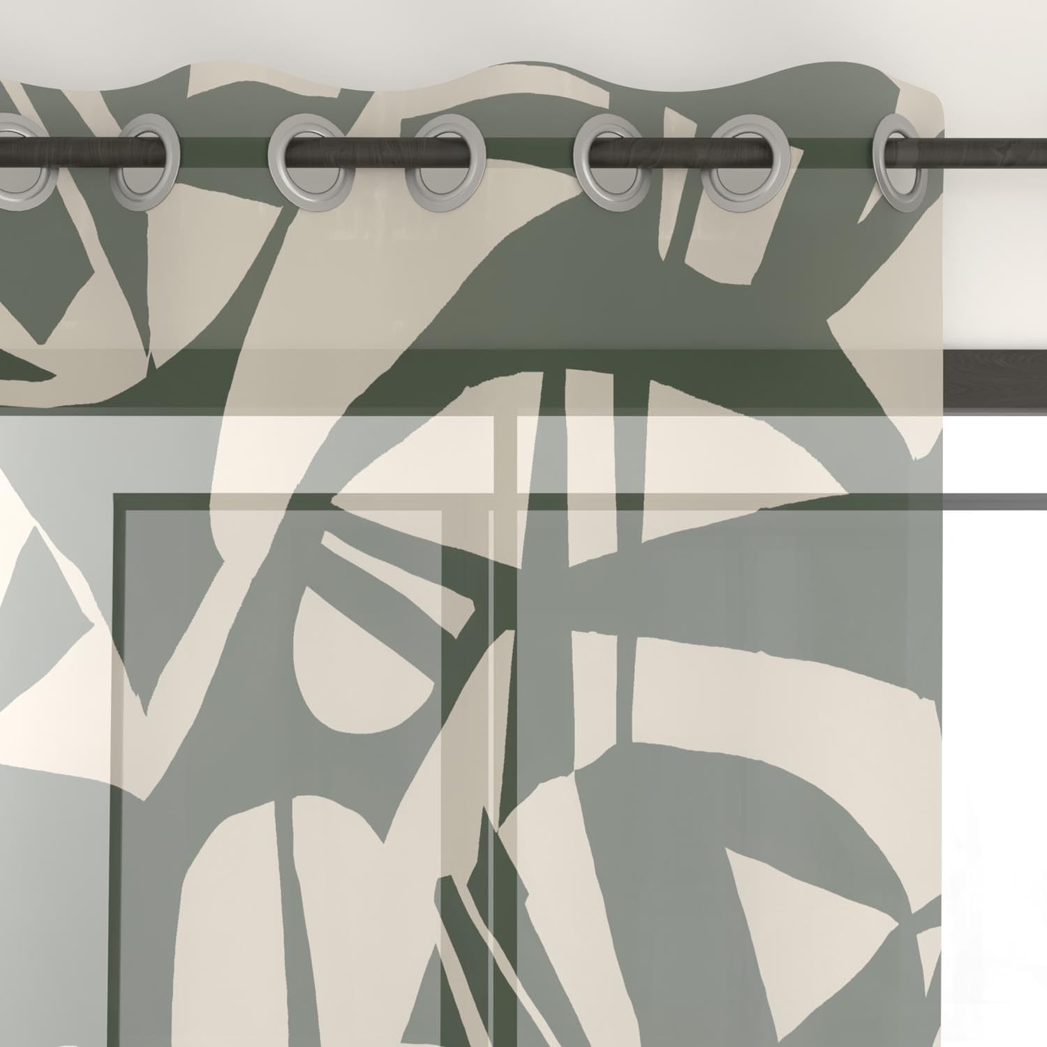 Soleil d'ocre, CANOPE Printed Voile with Eyelets 135 x 250 cm Polycotton