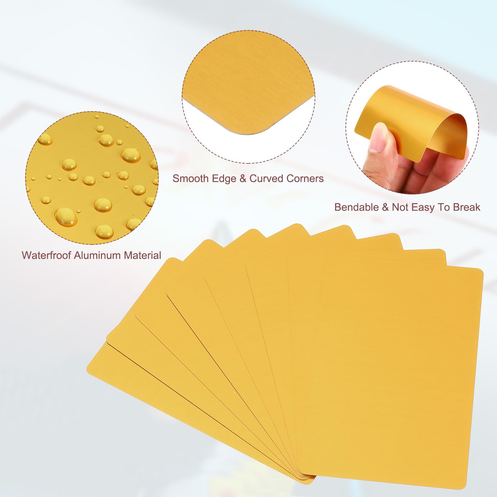 PATIKIL 300 Pack Metall Visitenkarten Leer 0.45mm Dick Namenskarte Gold Ton | Laser Gravur Druckbare, Aluminum, 3.4x2.1", Für Benutzerdefinierte Heimwerker
