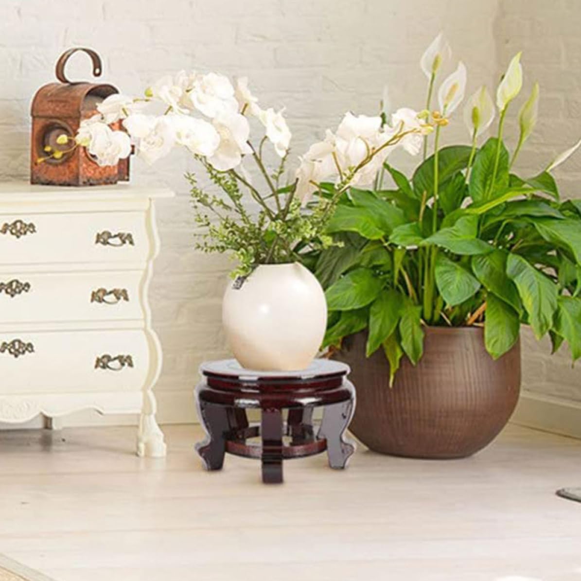 Alipis Soporte Base Redonda de Madera Estable para Macetas y Peceras Pequeñas Adecuado para Jardinería y Exhibición en Interiores