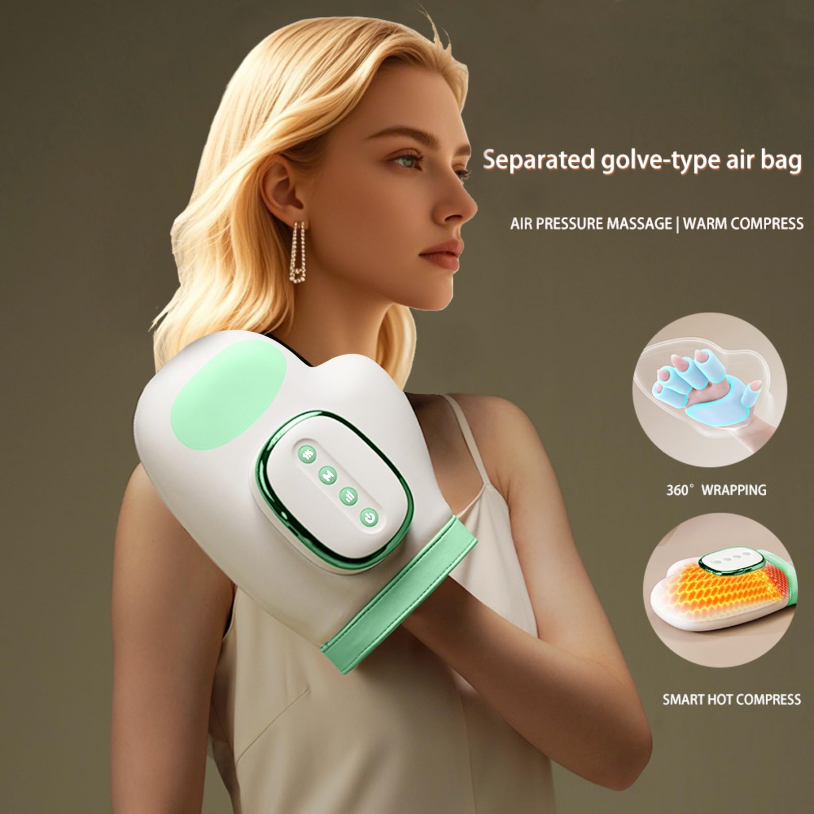 Masajeador de Manos Eléctricos Inalámbrico con Calor y Compresión, Masaje Dedos, Muñecas y Palma, Máquina de Masaje de Muñeca, Masajeador de Muñeca Recargable, Regalo para Hombres y Mujeres