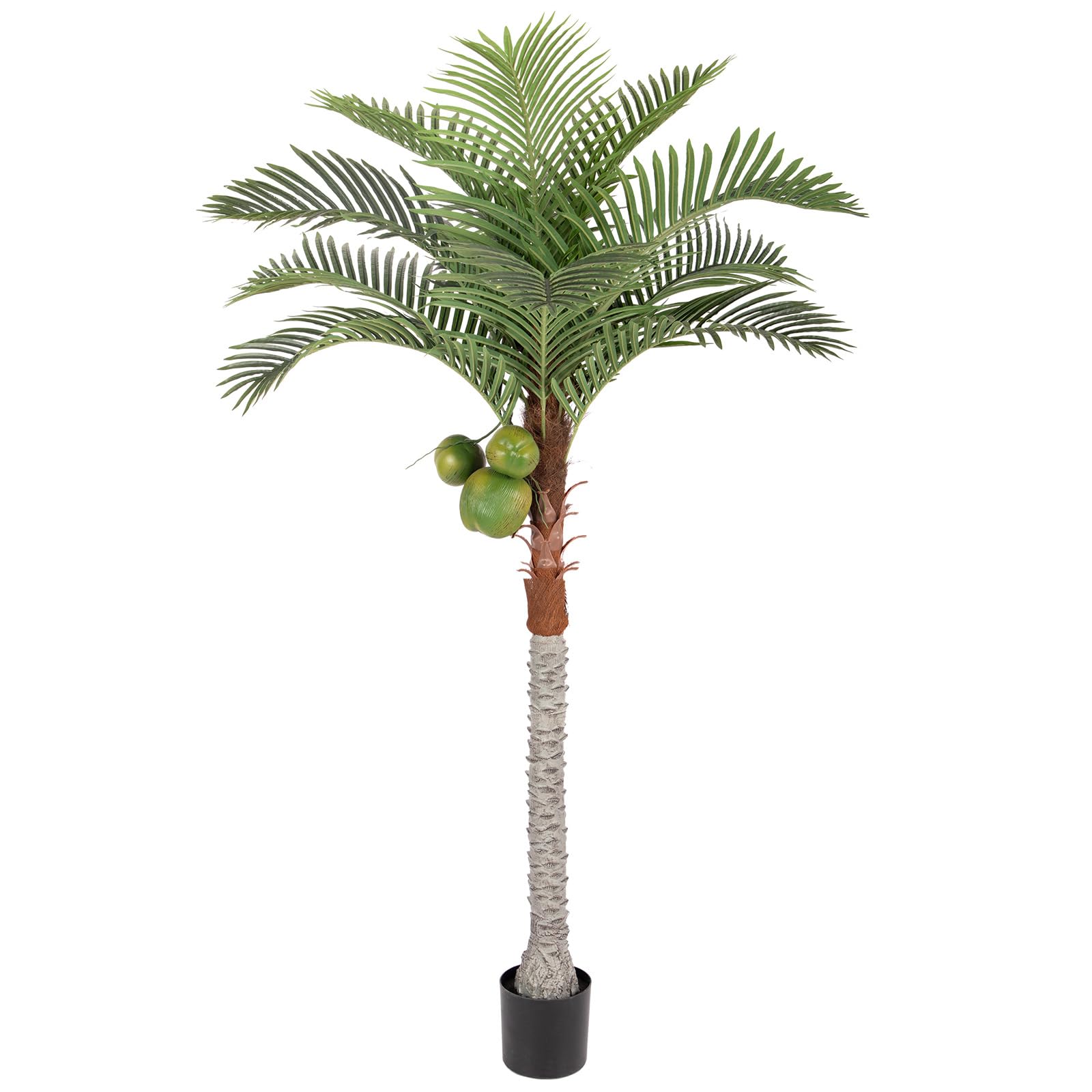 Bellacat 214cm UV-beständige Künstliche Palmen mit Kokosnussfrüchten, Kunst Palme Outdoor mit Volleren Blättern, Kunstpflanze Kokospalme für die Dekoration von Poolbereich, Terrasse und Wohnzimmer