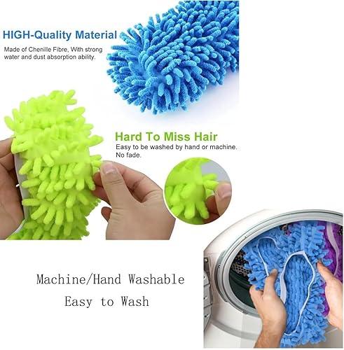 Miniatura 8 de YWSHF Zapatillas de mopa para zapatos, zapatos para polvo, calcetines de limpieza, limpiadores de pelo, de microfibra, para casa, oficina, baño